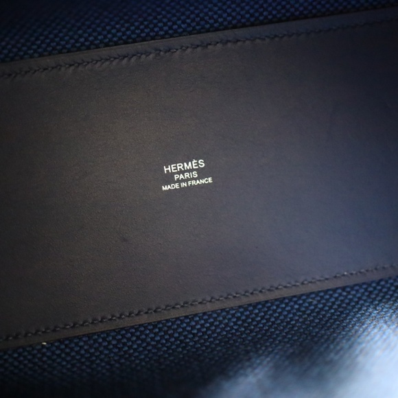 Hermes Limited Edition Color Blue Canvas Cabas H En Biais 27 Tote Bag - Picture 8 of 12